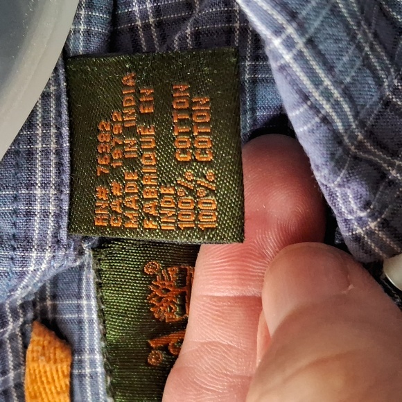 Timberland men's XL blue plaid, button down, long sleeve shirt - Picture 4 of 5